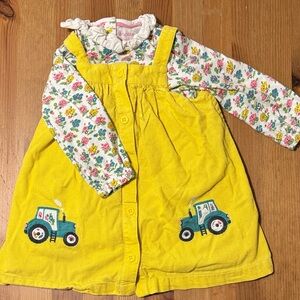 Baby Boden Yellow Pinnie with Floral Shirt